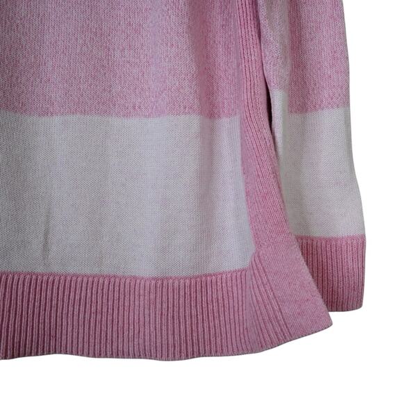 T by Talbots Womens L Striped Pink Orange Pima Cotton Sweater - Picture 6 of 9